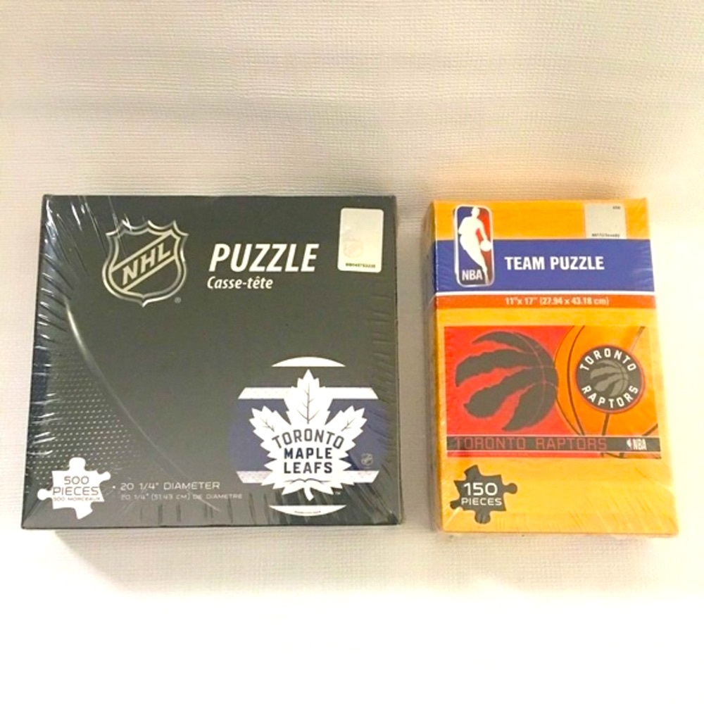 Toronto Maple Leafs Hockey & Raptors Puzzles Lot of 2 NIB